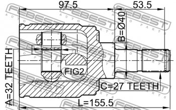 4 549 р. Правый шрус внутренний Febest (32X40X27) Honda Civic FD седан дорестайлинг (2005-2008)  с доставкой в г. Тольятти. Увеличить фотографию 4