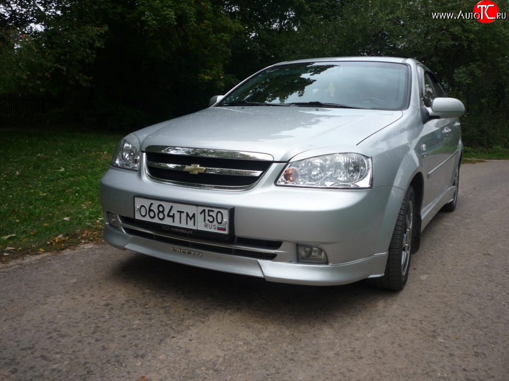 3 499 р. Накладка CTS на передний бампер автомобиля Chevrolet Lacetti седан (2002-2013) (Неокрашенная)  с доставкой в г. Тольятти