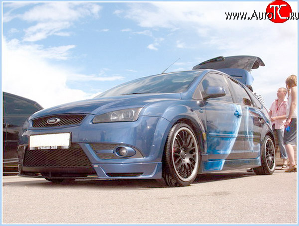 4 999 р. Накладка переднего стайлингового (кабри) бампера Sport  Ford Focus  2 (2004-2008)  седан дорестайлинг, хэтчбэк 3 дв. дорестайлинг, хэтчбэк 5 дв. дорестайлинг (Неокрашенная)  с доставкой в г. Тольятти