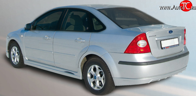 4 999 р. Накладка заднего бампера FT Ford Focus 2  седан дорестайлинг (2004-2008) (Неокрашенная)  с доставкой в г. Тольятти