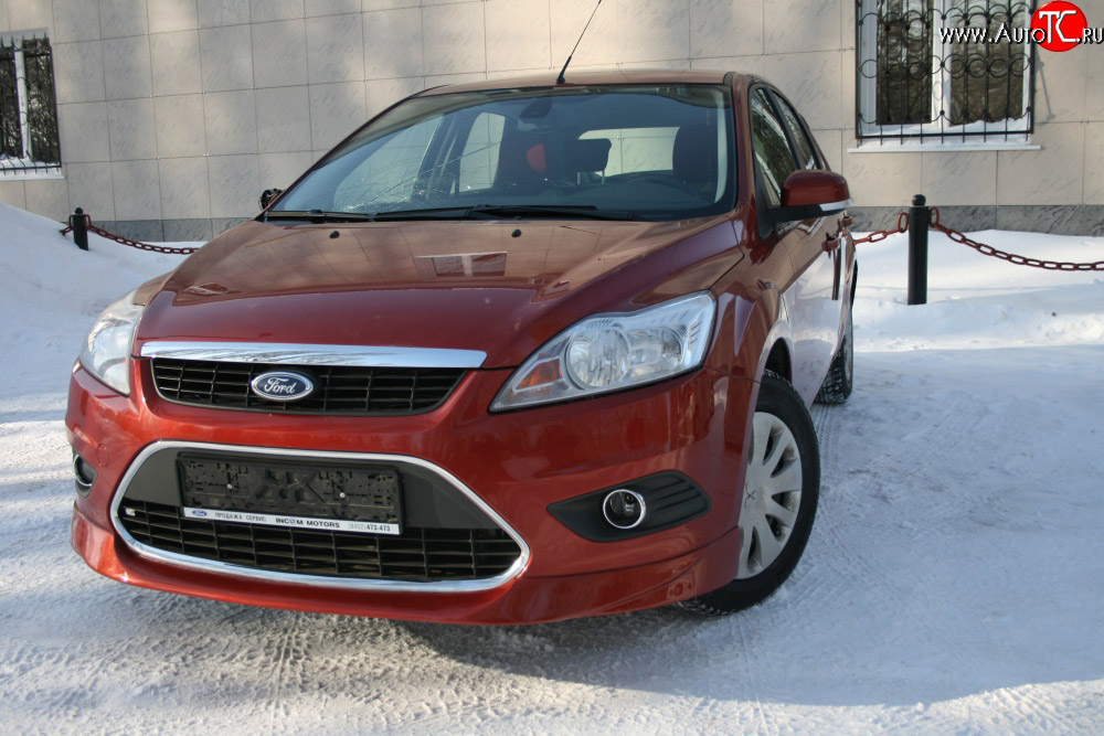 3 779 р. Накладка переднего бампера AutoTC Ford Focus 2 седан рестайлинг (2007-2011) (Неокрашенная)  с доставкой в г. Тольятти