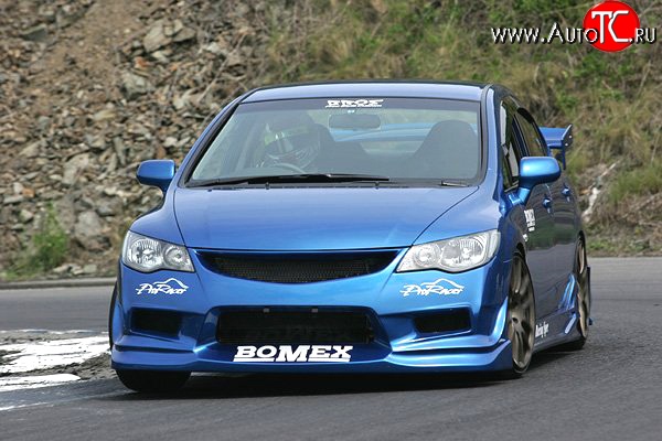 9 499 р. Передний бампер Bomex Style Honda Civic FD седан дорестайлинг (2005-2008) (Неокрашенный)  с доставкой в г. Тольятти