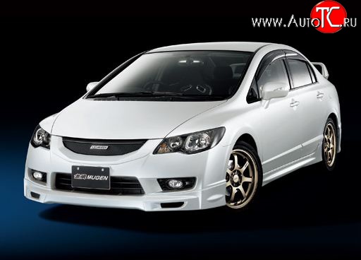 6 499 р. Накладка переднего бампера Mugen Style  Honda Civic  FD (2009-2011) седан рестайлинг (Неокрашенная)  с доставкой в г. Тольятти