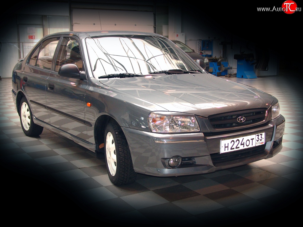 459 р. Реснички E-Sport Hyundai Accent седан ТагАЗ (2001-2012) (Неокрашенные)  с доставкой в г. Тольятти