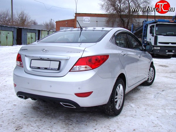 3 099 р. Диффузор заднего бампера Sport var №1  Hyundai Solaris  RBr (2010-2014) седан дорестайлинг (Неокрашенный (глянец под окраску))  с доставкой в г. Тольятти