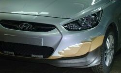 4 399 р. Накладка Sport на передний бампер Hyundai Solaris RBr седан дорестайлинг (2010-2014) (Неокрашенная)  с доставкой в г. Тольятти. Увеличить фотографию 4