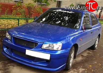 7 499 р. Передний бампер ATH New Hyundai Accent седан ТагАЗ (2001-2012) (Неокрашенный)  с доставкой в г. Тольятти