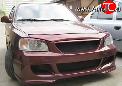 7 349 р. Передний бампер ATH Hyundai Accent седан ТагАЗ (2001-2012) (Неокрашенный)  с доставкой в г. Тольятти