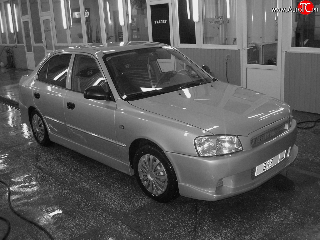 5 699 р. Передний бампер Classic Style Hyundai Accent седан ТагАЗ (2001-2012) (Неокрашенный)  с доставкой в г. Тольятти