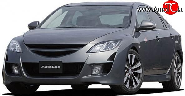 6 649 р. Передний бампер AutoExq Mazda 6 GH дорестайлинг универсал (2007-2010) (Неокрашенный)  с доставкой в г. Тольятти