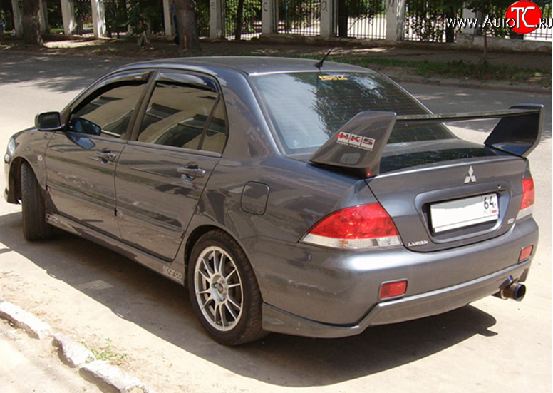 4 189 р. Накладка на задний бампер M-VRS Mitsubishi Lancer 9 2-ой рестайлинг седан (2005-2009) (Неокрашенная)  с доставкой в г. Тольятти