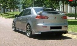 5 249 р. Накладка Zodiak под одинарный выхлоп на задний бампер  Mitsubishi Lancer  10 CY (2007-2017) седан дорестайлинг, седан рестайлинг (Неокрашенная)  с доставкой в г. Тольятти. Увеличить фотографию 2