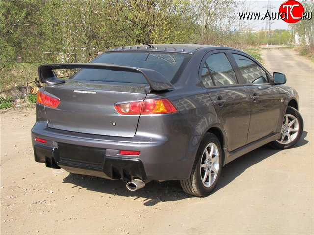 5 399 р. Накладка Evo на задний бампер Mitsubishi Lancer 10 CY седан дорестайлинг (2007-2010) (Неокрашенная)  с доставкой в г. Тольятти