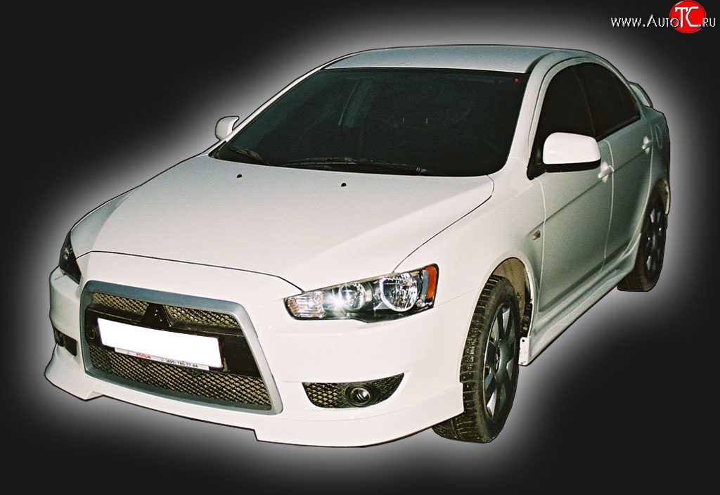 4 249 р. Накладка переднего бампера GT Dynamics Mitsubishi Lancer 10 CY хэтчбэк дорестайлинг (2007-2010) (Неокрашенная)  с доставкой в г. Тольятти