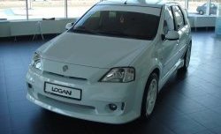 11 999 р. Передний бампер Power DM Renault Logan 1 дорестайлинг (2004-2010) (Без сетки, Неокрашенный)  с доставкой в г. Тольятти. Увеличить фотографию 2