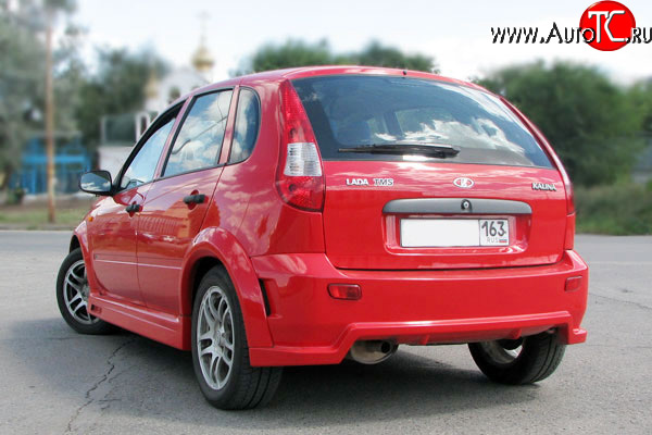 8 929 р. Задний бампер TMS-GTI Лада Калина 1119 хэтчбек (2004-2013) (Неокрашенный)  с доставкой в г. Тольятти