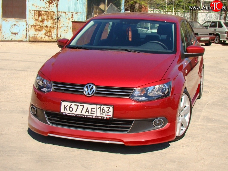 5 749 р. Накладка Racing на передний бампер Volkswagen Polo 5 седан дорестайлинг (2009-2015) (Неокрашенная)  с доставкой в г. Тольятти