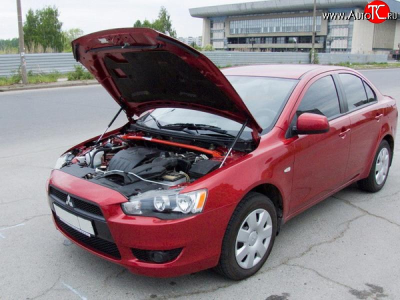 2 449 р. Упоры капота Sport Mitsubishi Lancer 10 CY хэтчбэк дорестайлинг (2007-2010)  с доставкой в г. Тольятти