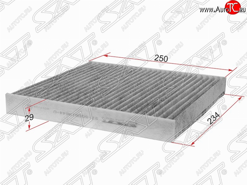 199 р. Фильтр салонный SAT (угольный, 250x230x29 mm)  Audi A3 (8VA хэтчбэк 5 дв.,  8VS седан,  8V1), Seat Leon (5F хэтчбэк 5 дв.,  5F), Skoda Kodiaq (NU7), Octavia (A7), Superb (B8 (3V),  B8 (3V5)), Volkswagen Golf (7), Teramont (CA1)  с доставкой в г. Тольятти