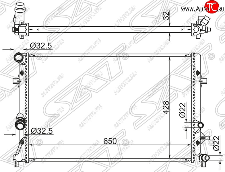 10 449 р. Радиатор двигателя SAT (пластинчатый) Audi A3 8P1 хэтчбэк 3 дв. дорестайлинг (2003-2005)  с доставкой в г. Тольятти