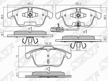 Колодки тормозные передние SAT Audi A6 C6 дорестайлинг, универсал (2004-2008)