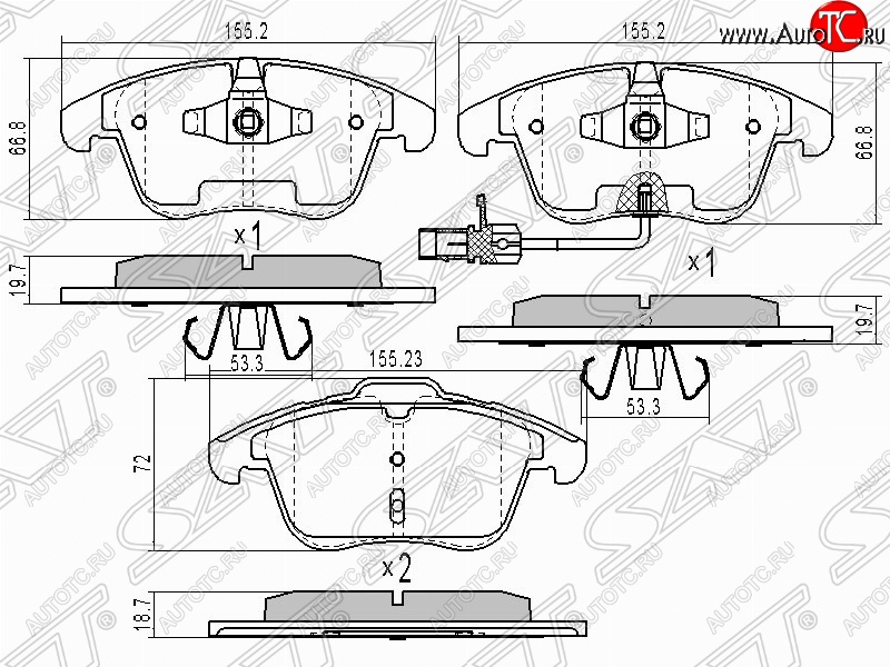 1 589 р. Колодки тормозные передние SAT Audi A6 C6 дорестайлинг, универсал (2004-2008)  с доставкой в г. Тольятти