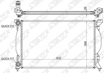Радиатор двигателя SAT (пластинчатый, МКПП, A4(S4) - 1.6, 1.8T, 1.9TD, 2.0, 2.0T, 2.0TD / A6(S6) - 2.0 / SEAT EXEO - 1.6, 1.8T) Audi A6 C5 дорестайлинг, седан (1997-2001)