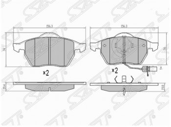 Комплект тормозных колодок SAT (передние) Volkswagen Passat B5.5 седан рестайлинг (2000-2005)