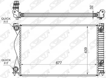 Радиатор двигателя SAT (пластинчатый, 2.0T/2.0TD, АКПП) Audi A6 C6 дорестайлинг, универсал (2004-2008)