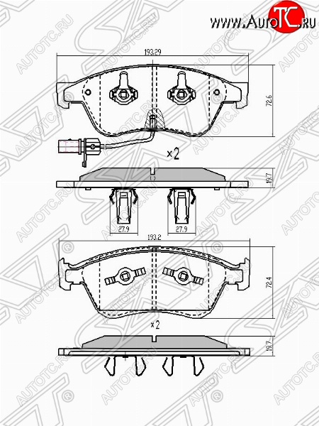 1 889 р. Колодки тормозные SAT Audi A6 C6 дорестайлинг, универсал (2004-2008)  с доставкой в г. Тольятти