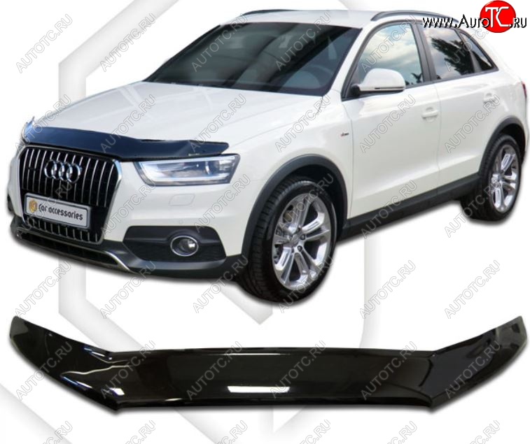 2 299 р. Дефлектор капота CA-Plastic  Audi Q3  8U (2011-2018) дорестайлинг, рестайлинг (Classic черный, Без надписи)  с доставкой в г. Тольятти