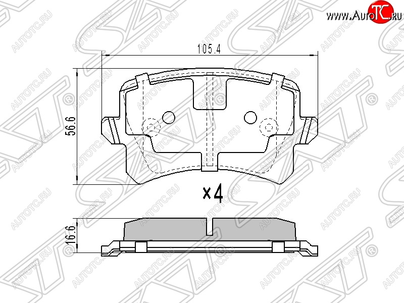 1 199 р. Колодки тормозные SAT (задние) Volkswagen Tiguan NF дорестайлинг (2006-2011)  с доставкой в г. Тольятти