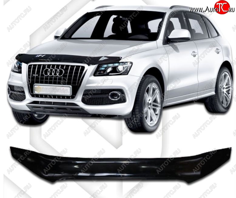 2 159 р. Дефлектор капота CA-Plastic  Audi Q5  8R (2008-2012) дорестайлинг (Classic черный, Без надписи)  с доставкой в г. Тольятти