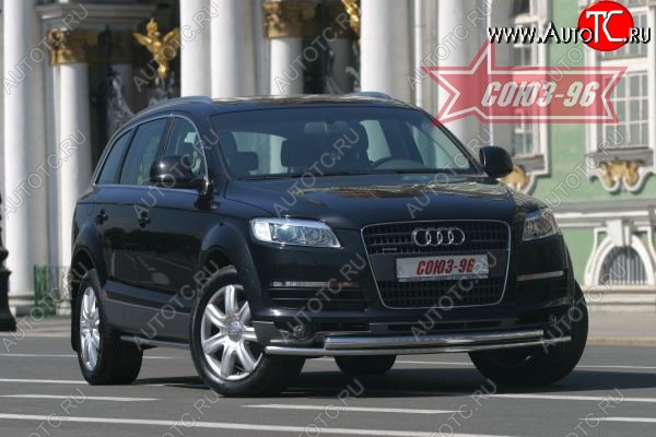 30 509 р. Защита переднего бампера двойная Souz-96 (d42/60) Audi Q7 4L дорестайлинг (2005-2009)  с доставкой в г. Тольятти