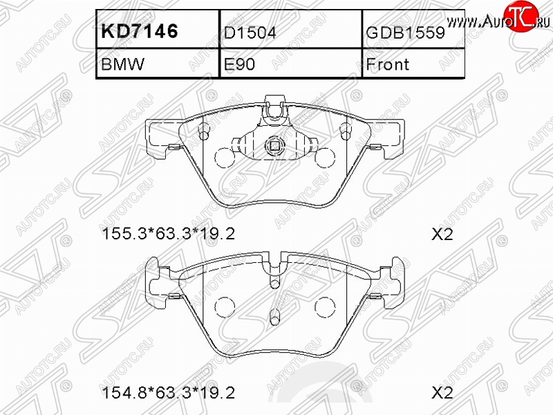 1 699 р. Колодки тормозные SAT (передние). BMW 1 серия E82 купе 1-ый рестайлинг (2007-2011)  с доставкой в г. Тольятти