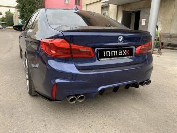 5 999 р. Накладки M-Perfomance под задний бампер (мини-лезвия) Inmax BMW 5 серия G30 дорестайлинг, седан (2016-2020) (цвет: черный глянец)  с доставкой в г. Тольятти. Увеличить фотографию 4