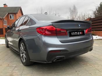 5 999 р. Накладки M-Perfomance под задний бампер (мини-лезвия) Inmax BMW 5 серия G30 дорестайлинг, седан (2016-2020) (цвет: черный глянец)  с доставкой в г. Тольятти. Увеличить фотографию 6