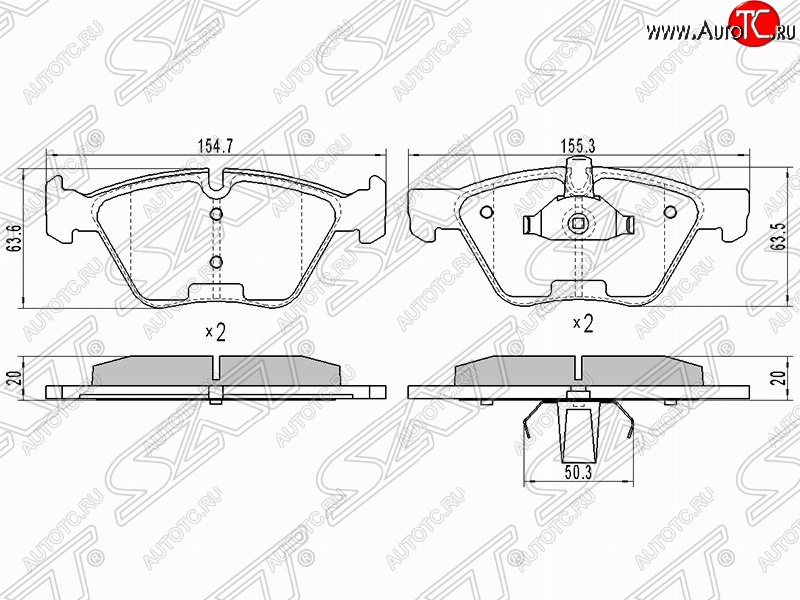 1 259 р. Колодки тормозные SAT (передние) BMW 5 серия E60 седан дорестайлинг (2003-2007)  с доставкой в г. Тольятти