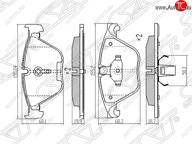 1 089 р. Колодки тормозные SAT (передние) BMW 5 серия F11 дорестайлинг, универсал (2009-2013)  с доставкой в г. Тольятти