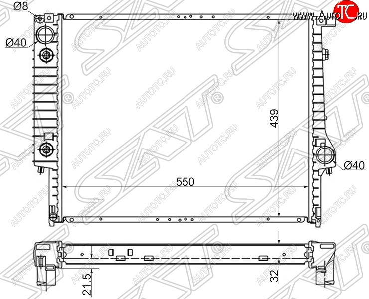 9 499 р. Радиатор двигателя SAT (пластинчатый) BMW 5 серия E34 седан дорестайлинг (1988-1994)  с доставкой в г. Тольятти