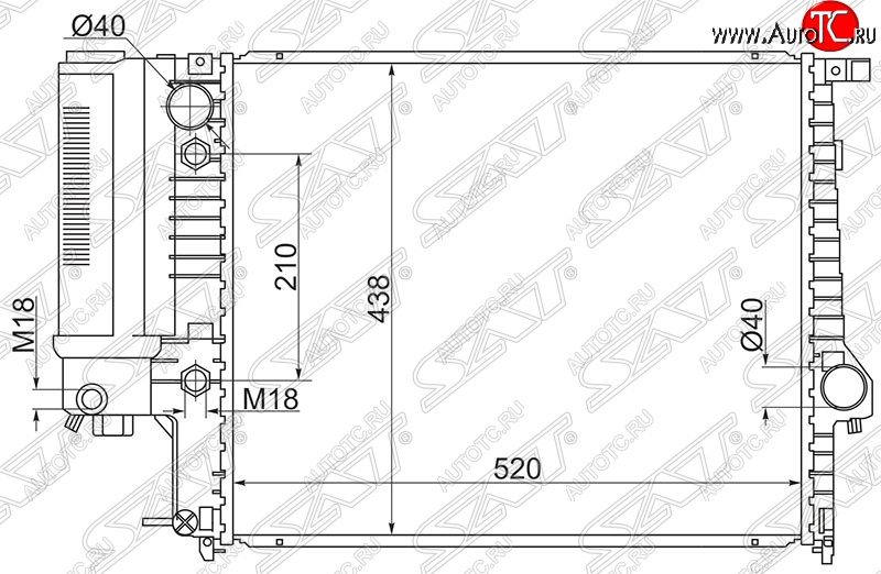 11 499 р. Радиатор двигателя SAT (пластинчатый, 1.8/2.0/2.5) BMW 5 серия E34 седан дорестайлинг (1988-1994)  с доставкой в г. Тольятти