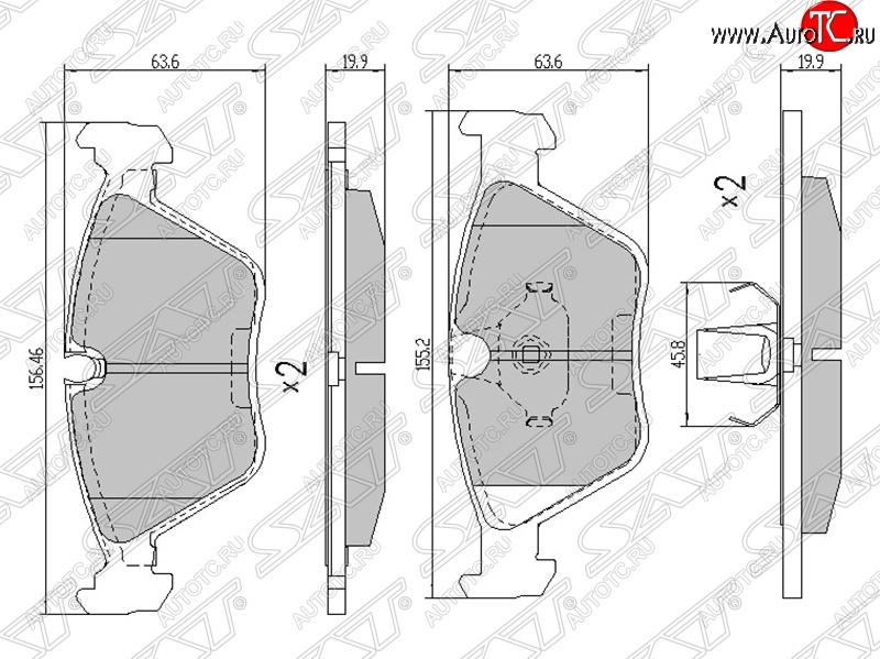 1 259 р. Колодки тормозные SAT (передние) BMW X3 E83 (2003-2009)  с доставкой в г. Тольятти