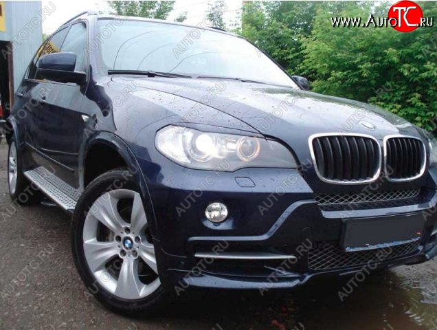 1 499 р. Реснички на фары CT BMW X5 E70 дорестайлинг (2006-2010) (Неокрашенные)  с доставкой в г. Тольятти