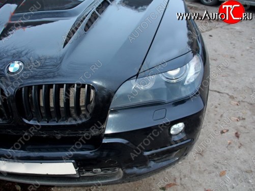 1 299 р. Реснички на фары Tuning-Sport BMW X5 E70 дорестайлинг (2006-2010) (Неокрашенные)  с доставкой в г. Тольятти