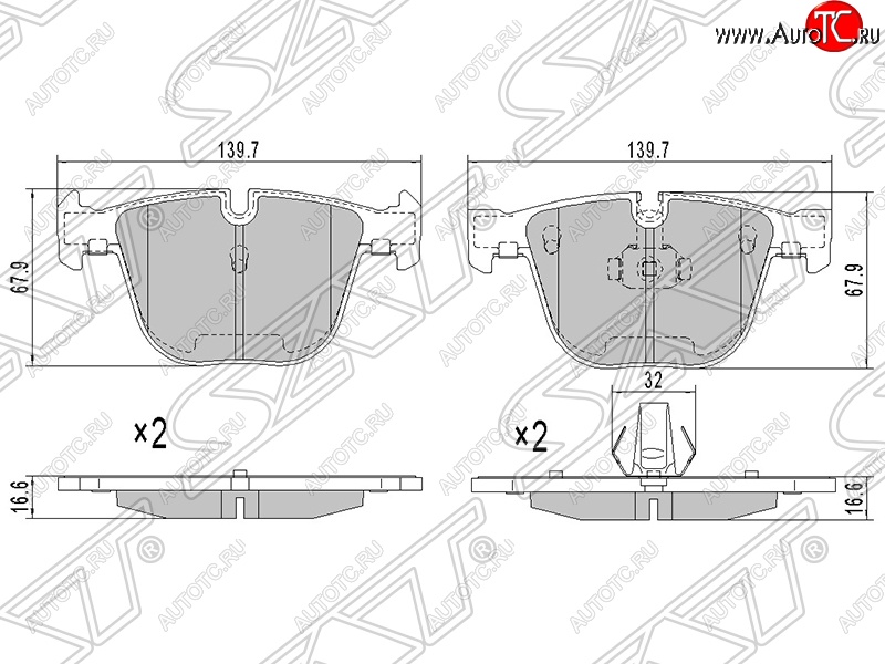 1 139 р. Колодки тормозные SAT (задние) BMW X5 E70 рестайлинг (2010-2013)  с доставкой в г. Тольятти