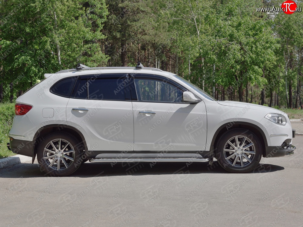 22 999 р. Порожки для ног (Ø42 мм) SLITKOFF Brilliance V5 (2012-2018) (лист - алюминий, профиль - сталь)  с доставкой в г. Тольятти