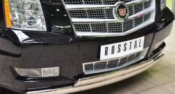 25 999 р. Защита переднего бампера (2 трубыØ75х42 мм, нержавейка) Russtal Cadillac Escalade GMT926 джип 5 дв. короткая база (2006-2014)  с доставкой в г. Тольятти. Увеличить фотографию 2