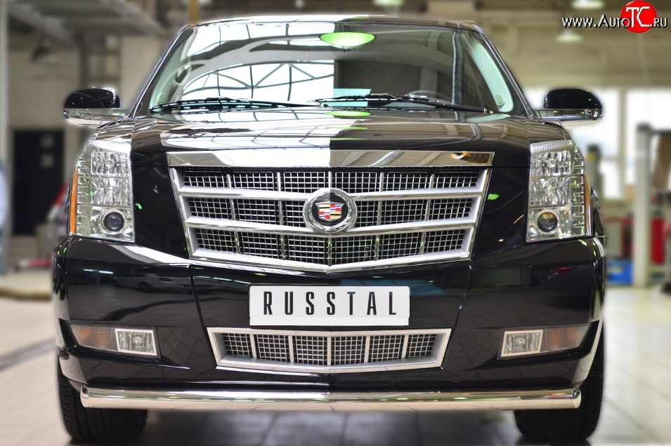 16 299 р. Одинарная защита переднего бампера диаметром 76 мм SLITKOFF Cadillac Escalade GMT926 джип 5 дв. короткая база (2006-2014)  с доставкой в г. Тольятти