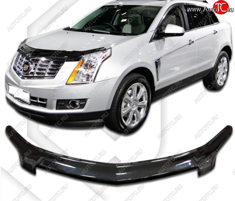 2 459 р. Дефлектор капота CA-Plastiс  Cadillac SRX (2010-2012) дорестайлинг (Classic черный, Без надписи)  с доставкой в г. Тольятти