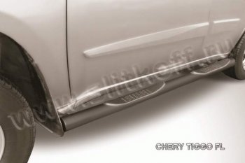 Защита порогов из труб d76 Slitkoff Chery Tiggo T11 рестайлинг (2013-2016)